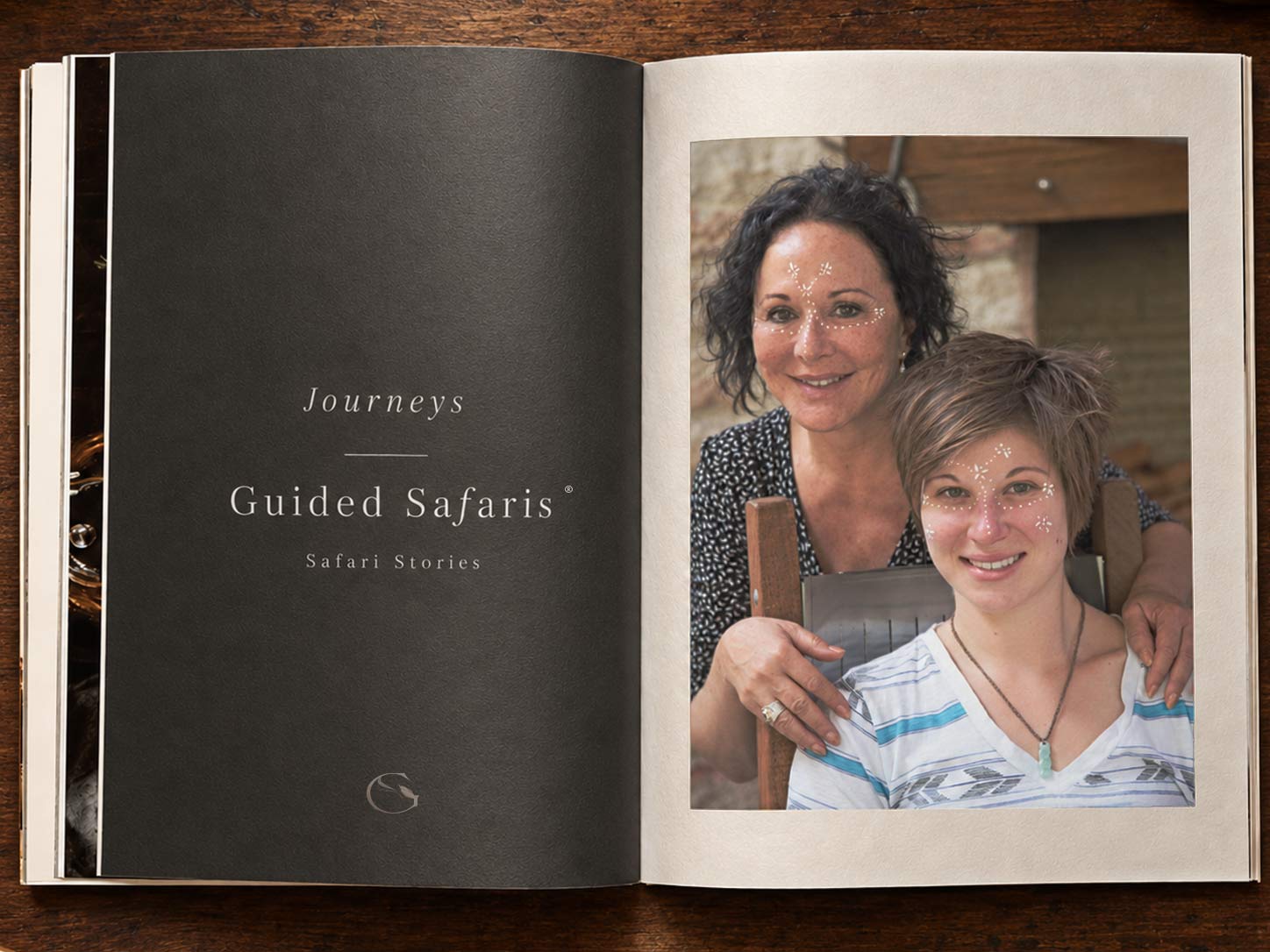 The Guided Safaris® Safari Stories journal, Dari Patsiokas and friends on its cover